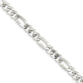 Sterling Silver 7.5mm Polished Flat Figaro Chain